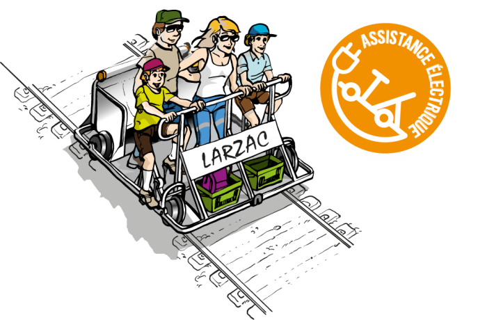 illustration vélorail famille