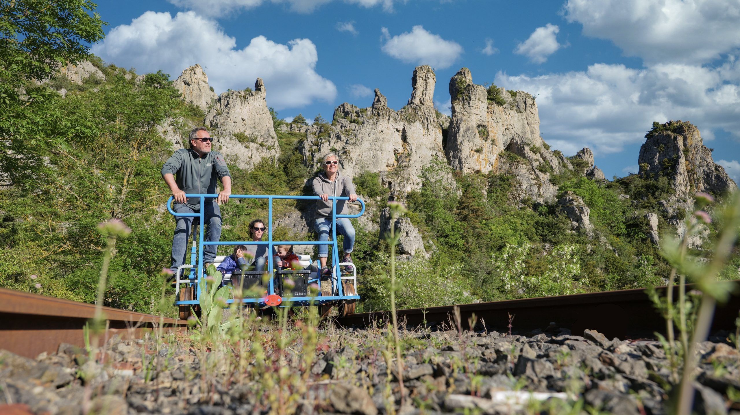 Parcours vélorail avec des amis